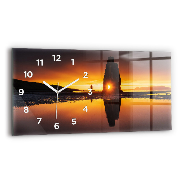 Horizontale Uhr mit motiv Läufer und Sonnenuntergang