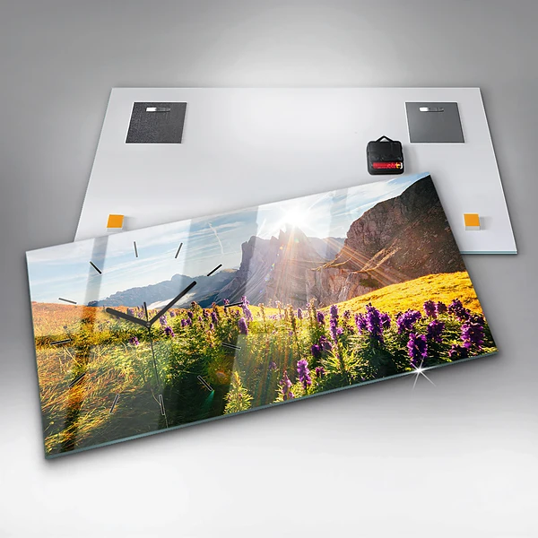 Horizontale Uhr mit motiv Lavendelwiese