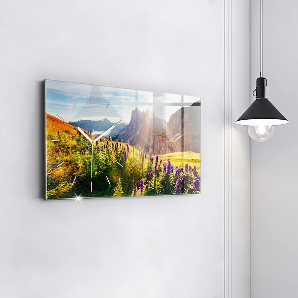 Horizontale Uhr mit motiv Lavendelwiese