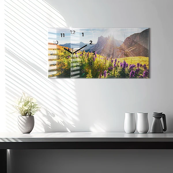Horizontale Uhr mit motiv Lavendelwiese