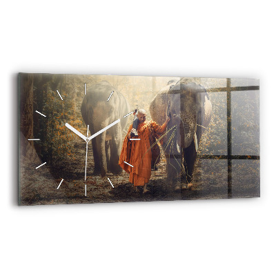 Horizontale Uhr Mönch führt Elefanten