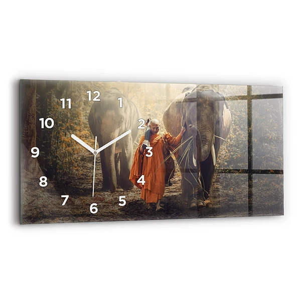 Horizontale Uhr Mönch führt Elefanten