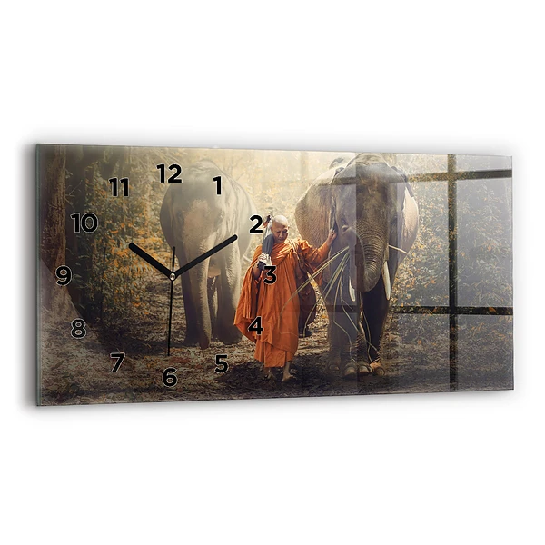 Horizontale Uhr Mönch führt Elefanten