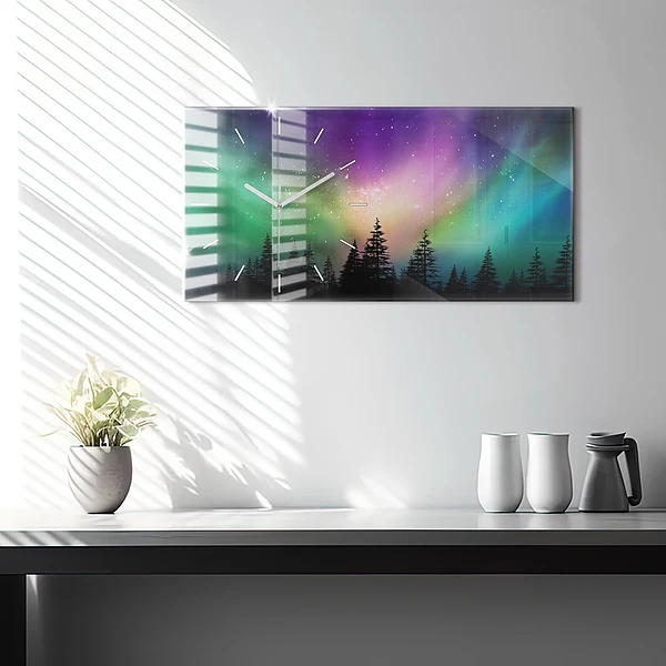 Horizontale Uhr mit motiv Aurora Borealis