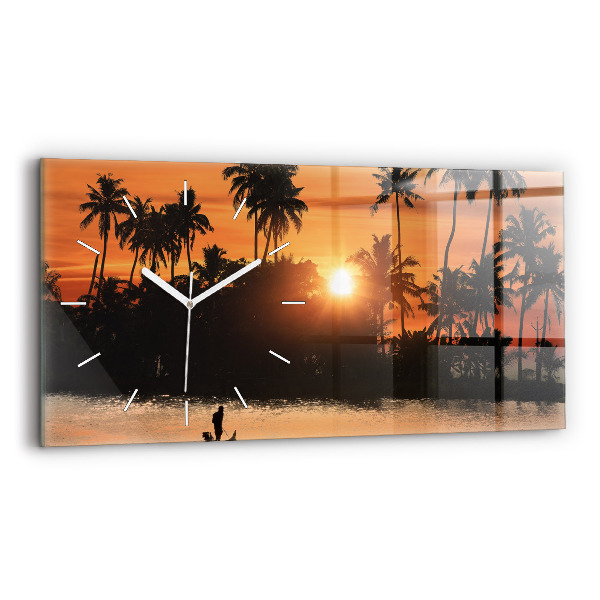 Horizontale Uhr mit motiv Sonnenuntergang Palmen Urlaub