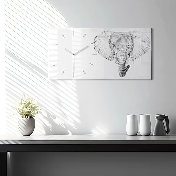 Horizontale Uhr mit motiv Vektor Elefantenkopf