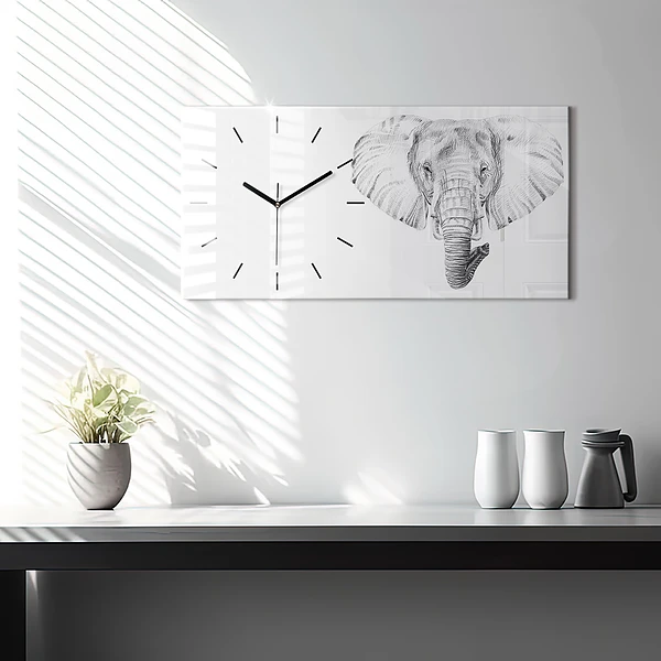 Horizontale Uhr mit motiv Vektor Elefantenkopf