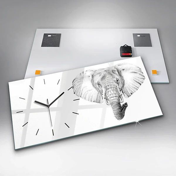 Horizontale Uhr mit motiv Vektor Elefantenkopf