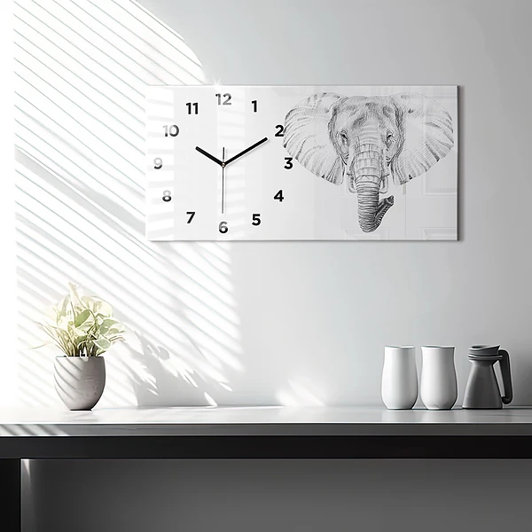 Horizontale Uhr mit motiv Vektor Elefantenkopf