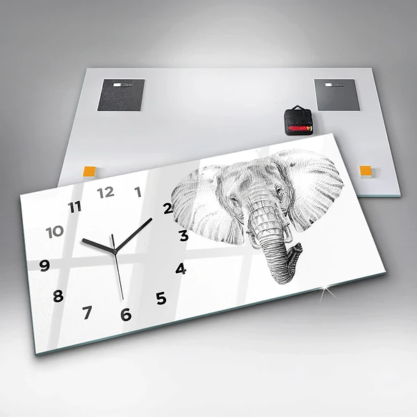 Horizontale Uhr mit motiv Vektor Elefantenkopf