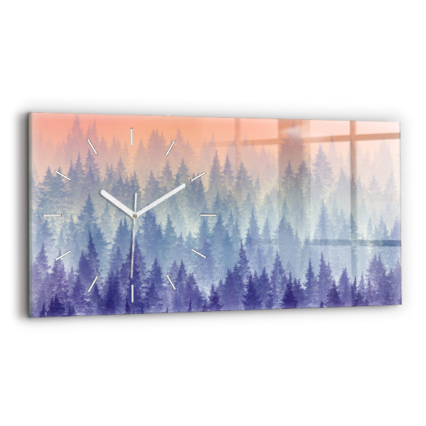 Horizontale Uhr Wald im Nebel