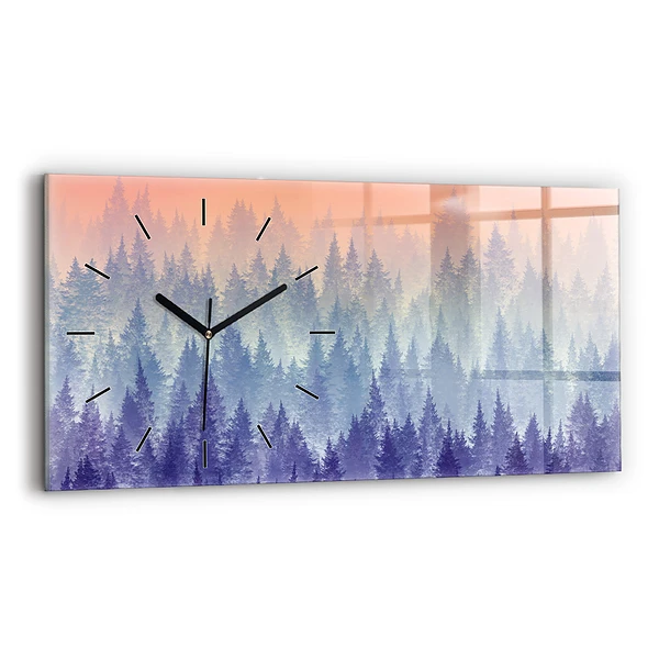 Horizontale Uhr Wald im Nebel