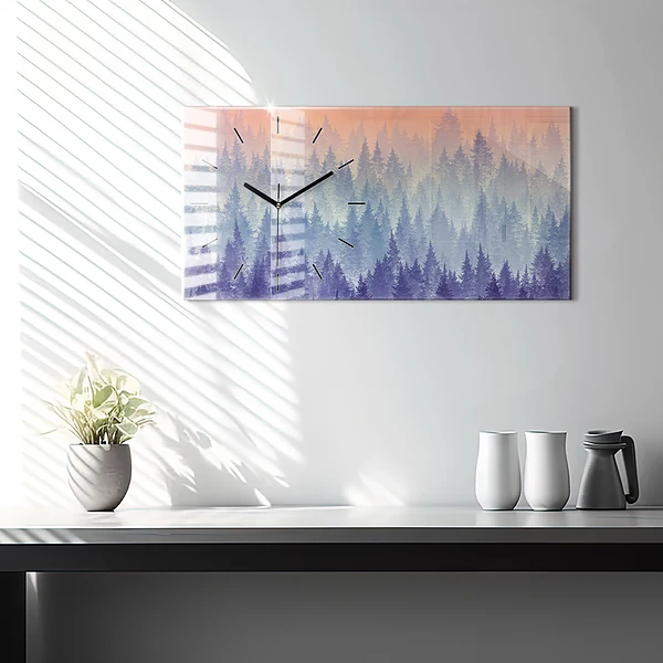 Horizontale Uhr Wald im Nebel