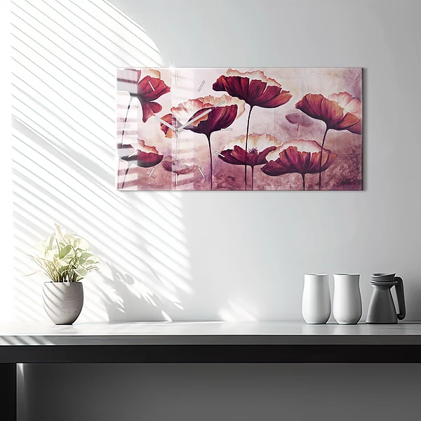 Horizontale Uhr Blumen Blühender Mohn