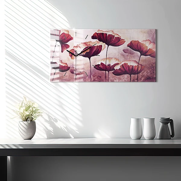 Horizontale Uhr Blumen Blühender Mohn