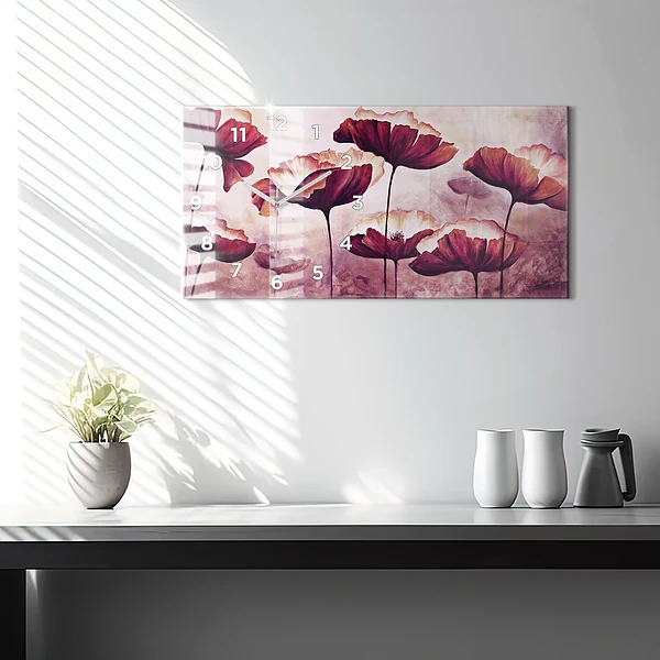 Horizontale Uhr Blumen Blühender Mohn
