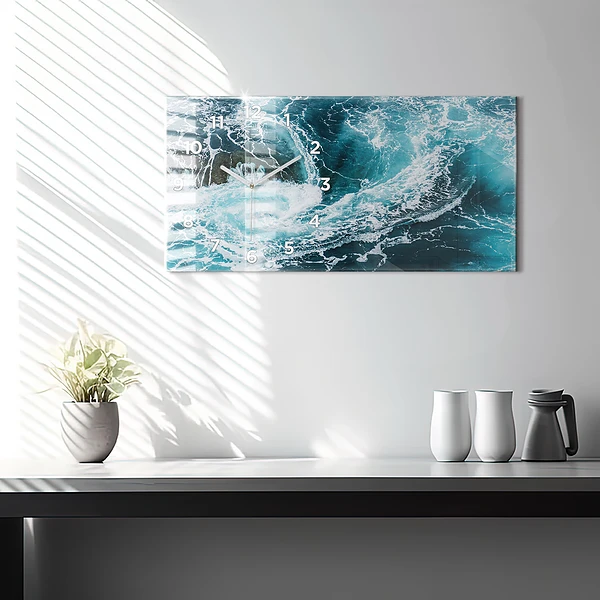 Horizontale Uhr mit motiv Wirbelnde schäumende Wellen