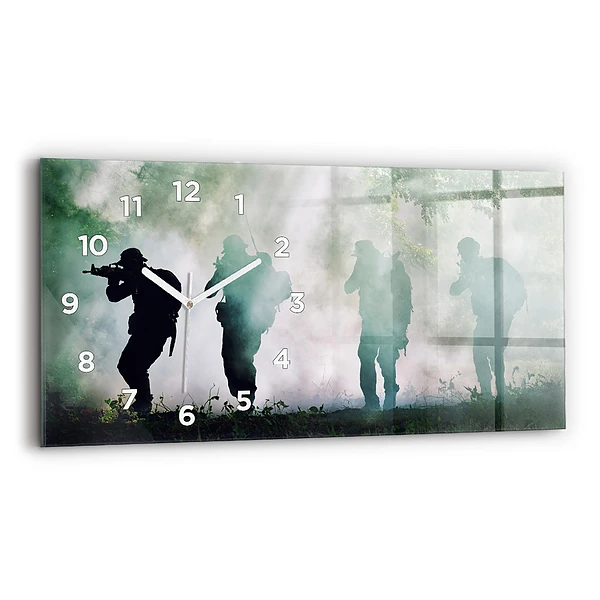 Horizontale Uhr mit motiv Soldaten in einem Wald