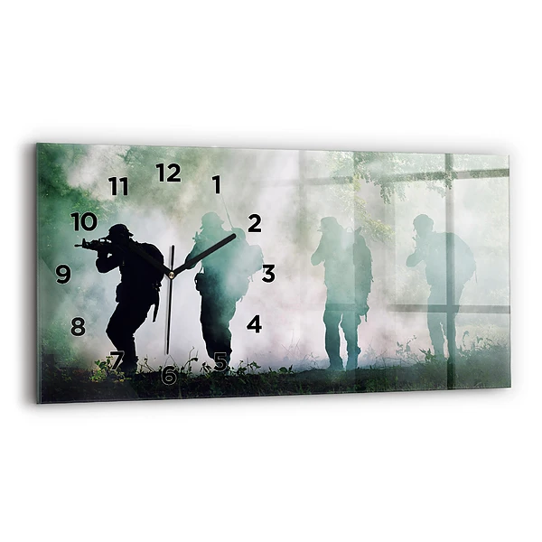 Horizontale Uhr mit motiv Soldaten in einem Wald