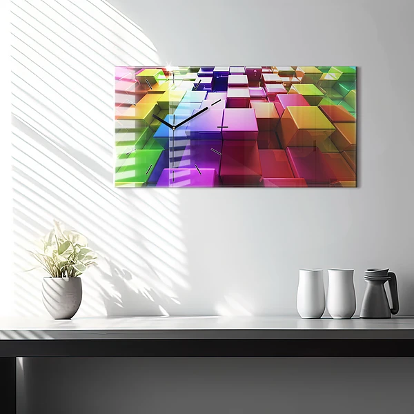 Horizontale Uhr Bunte Würfel