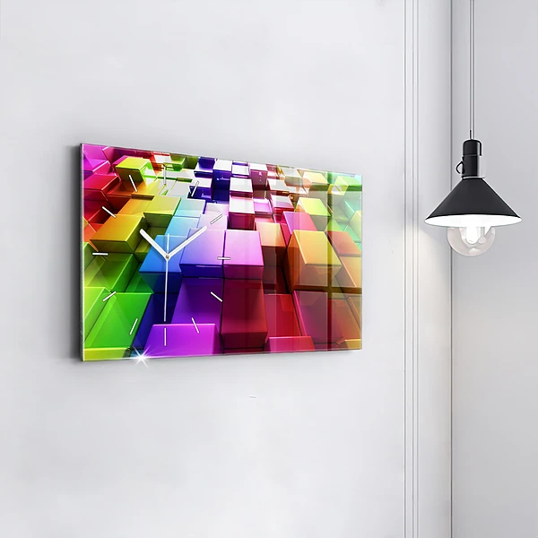 Horizontale Uhr Bunte Würfel