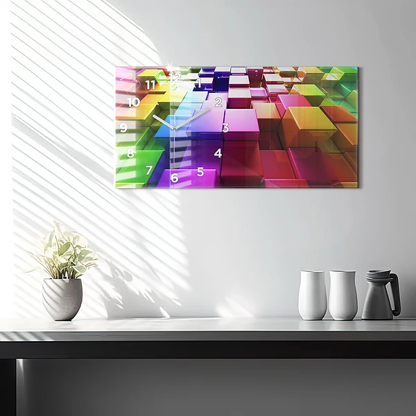 Horizontale Uhr Bunte Würfel