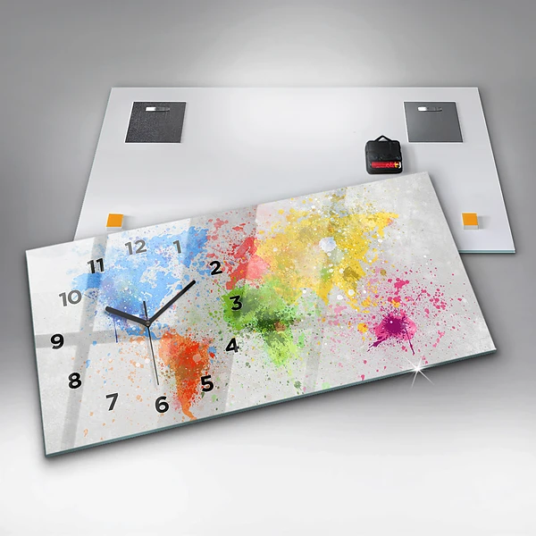 Horizontale Uhr Weltkarte auf Papier