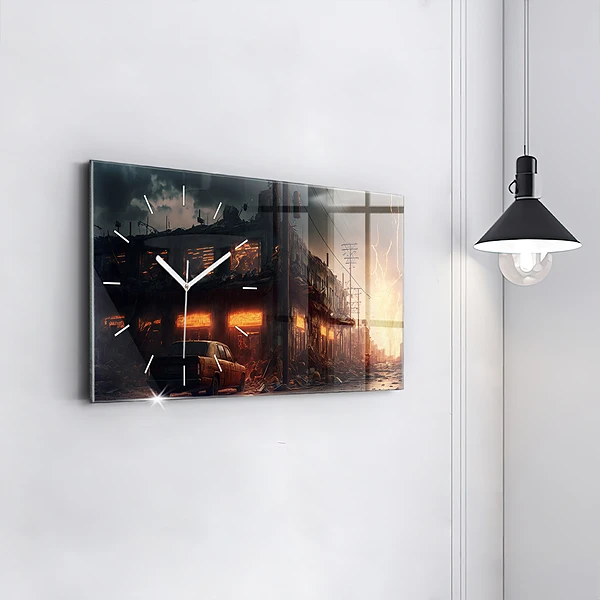 Horizontale Uhr mit motiv Apokalyptisches Gebäude