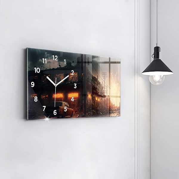 Horizontale Uhr mit motiv Apokalyptisches Gebäude