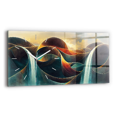 Horizontale Uhr mit motiv Fließender Wasserfall Hintergrund
