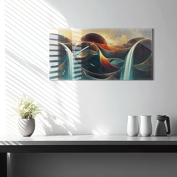 Horizontale Uhr mit motiv Fließender Wasserfall Hintergrund