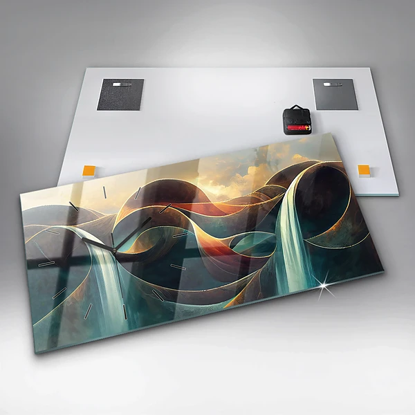 Horizontale Uhr mit motiv Fließender Wasserfall Hintergrund