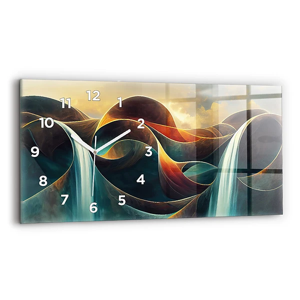 Horizontale Uhr mit motiv Fließender Wasserfall Hintergrund