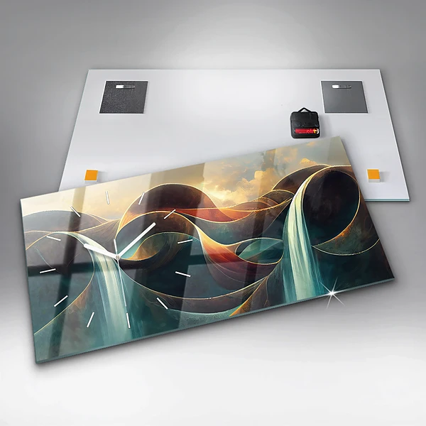 Horizontale Uhr mit motiv Fließender Wasserfall Hintergrund