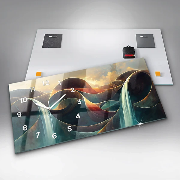 Horizontale Uhr mit motiv Fließender Wasserfall Hintergrund