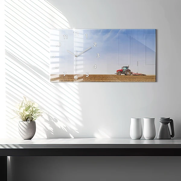 Horizontale Uhr Landwirt im Traktor