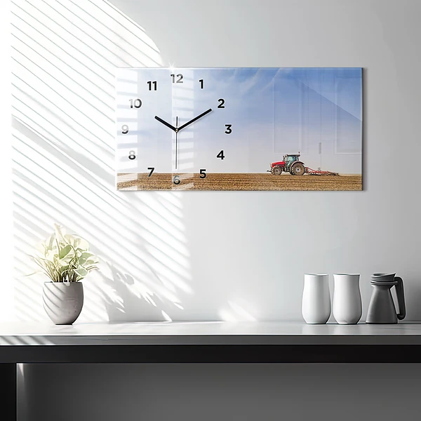Horizontale Uhr Landwirt im Traktor
