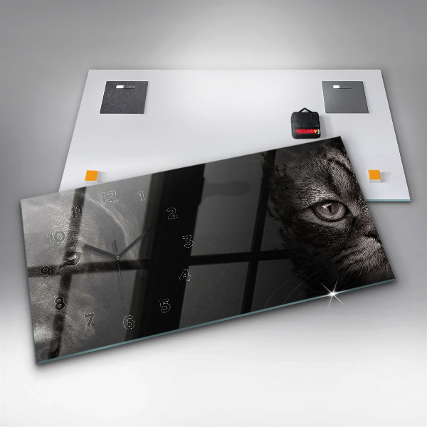 Horizontale Uhr Hund und schottische Katze