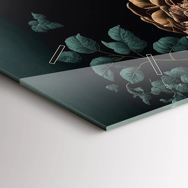 Horizontale Uhr mit motiv Blume und goldene Schmetterlinge