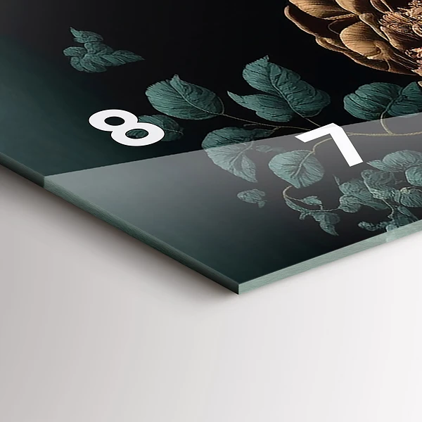 Horizontale Uhr mit motiv Blume und goldene Schmetterlinge