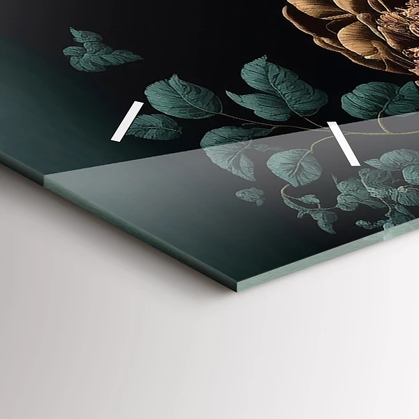 Horizontale Uhr mit motiv Blume und goldene Schmetterlinge