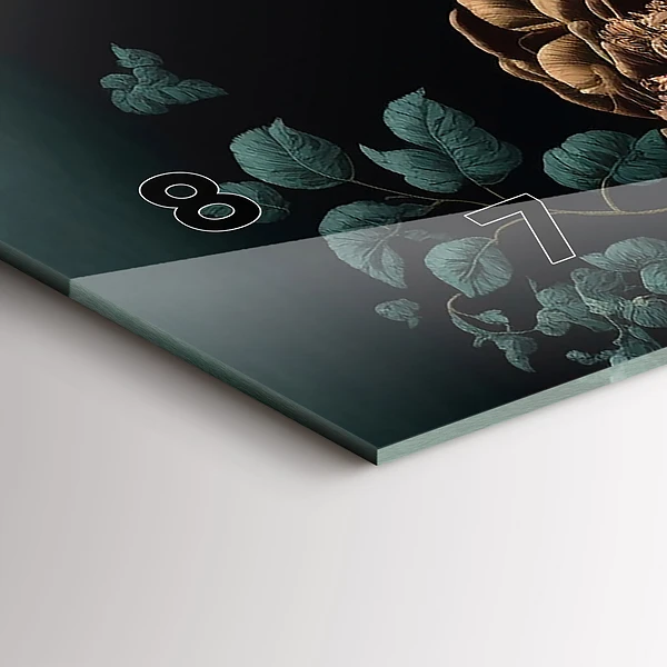Horizontale Uhr mit motiv Blume und goldene Schmetterlinge