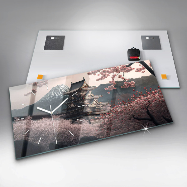 Horizontale Uhr Asiatischer Turm Kirschblüten