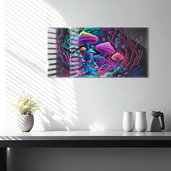 Horizontale Uhr mit motiv Neon-Pilze