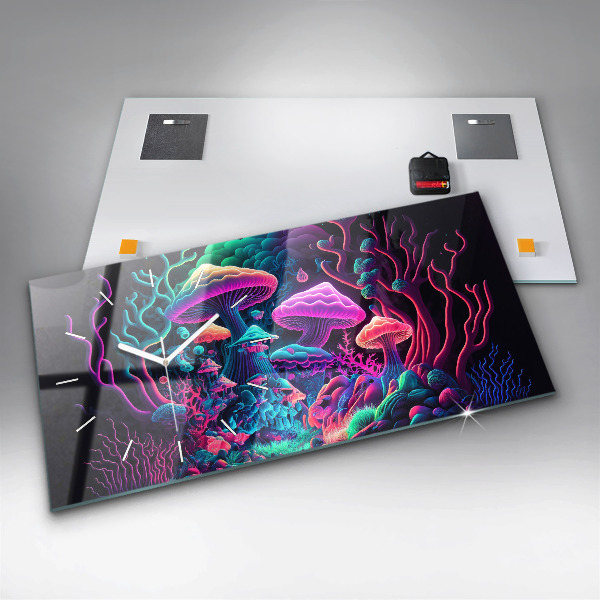 Horizontale Uhr mit motiv Neon-Pilze