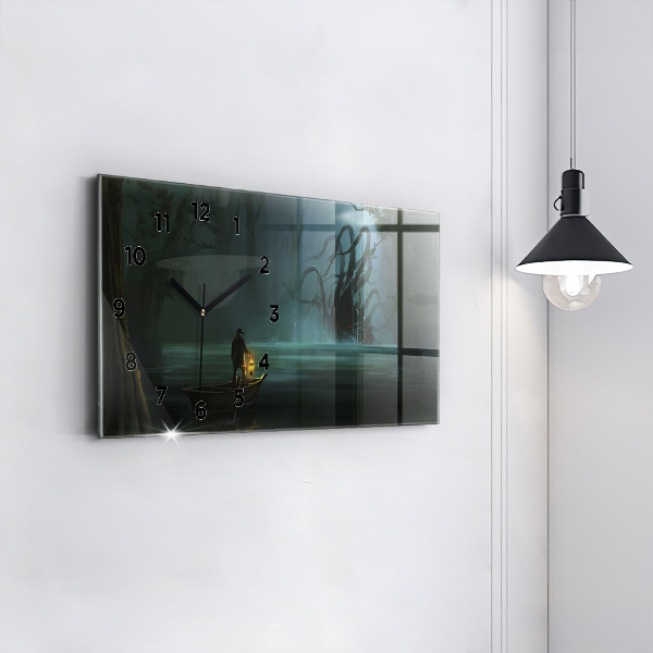 Horizontale Uhr mit motiv Mensch und Ungeheuer im Sumpf