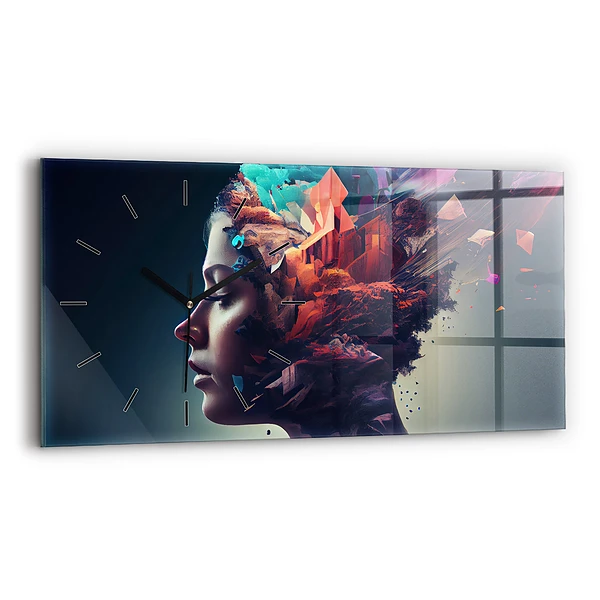 Horizontale Uhr mit motiv Emotionale abstrakte Frau