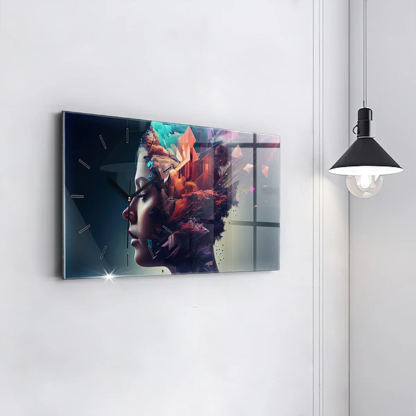 Horizontale Uhr mit motiv Emotionale abstrakte Frau
