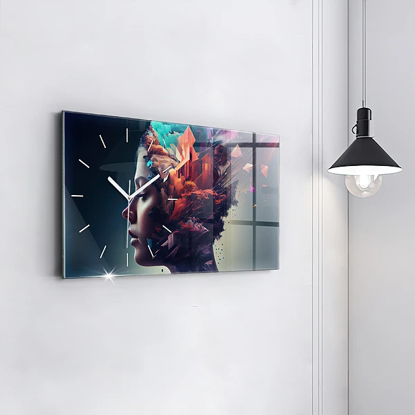 Horizontale Uhr mit motiv Emotionale abstrakte Frau