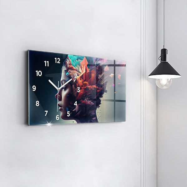 Horizontale Uhr mit motiv Emotionale abstrakte Frau